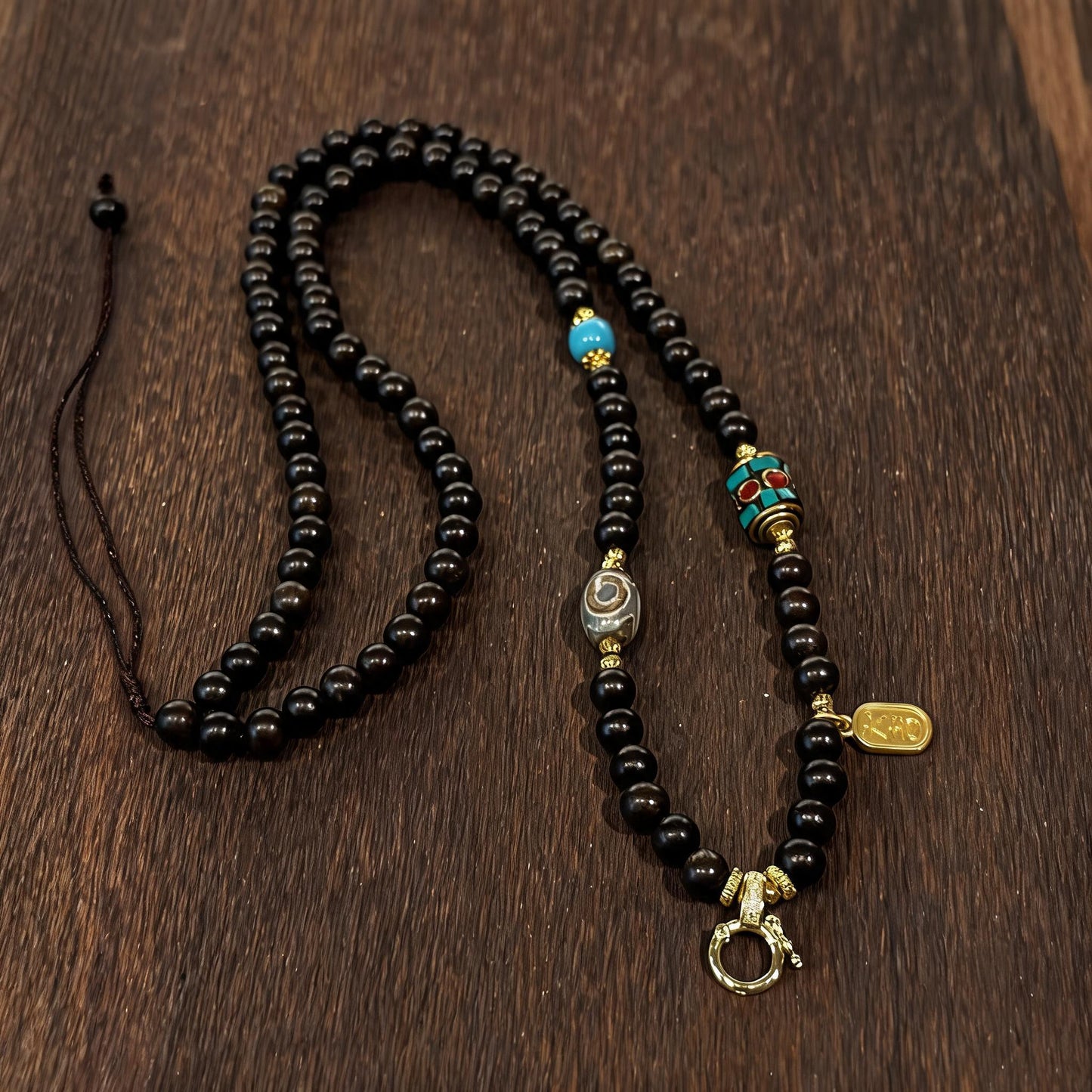 Design E dzi bead universal chain necklace main view