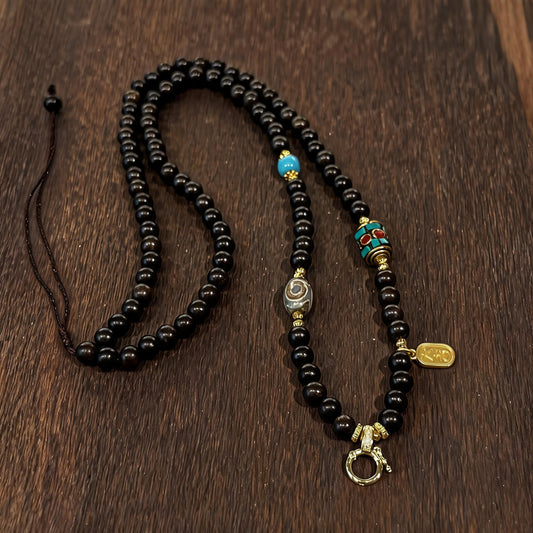 Design E dzi bead universal chain necklace main view