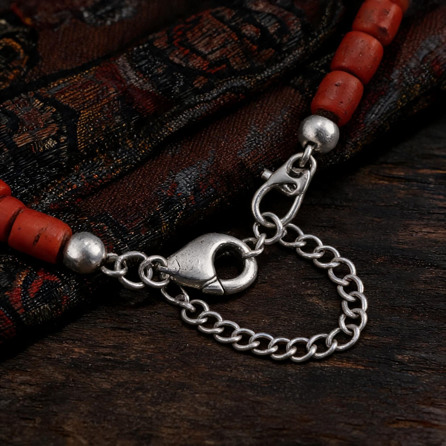 Navajo stone necklace medical steel clasp and extension chain detail