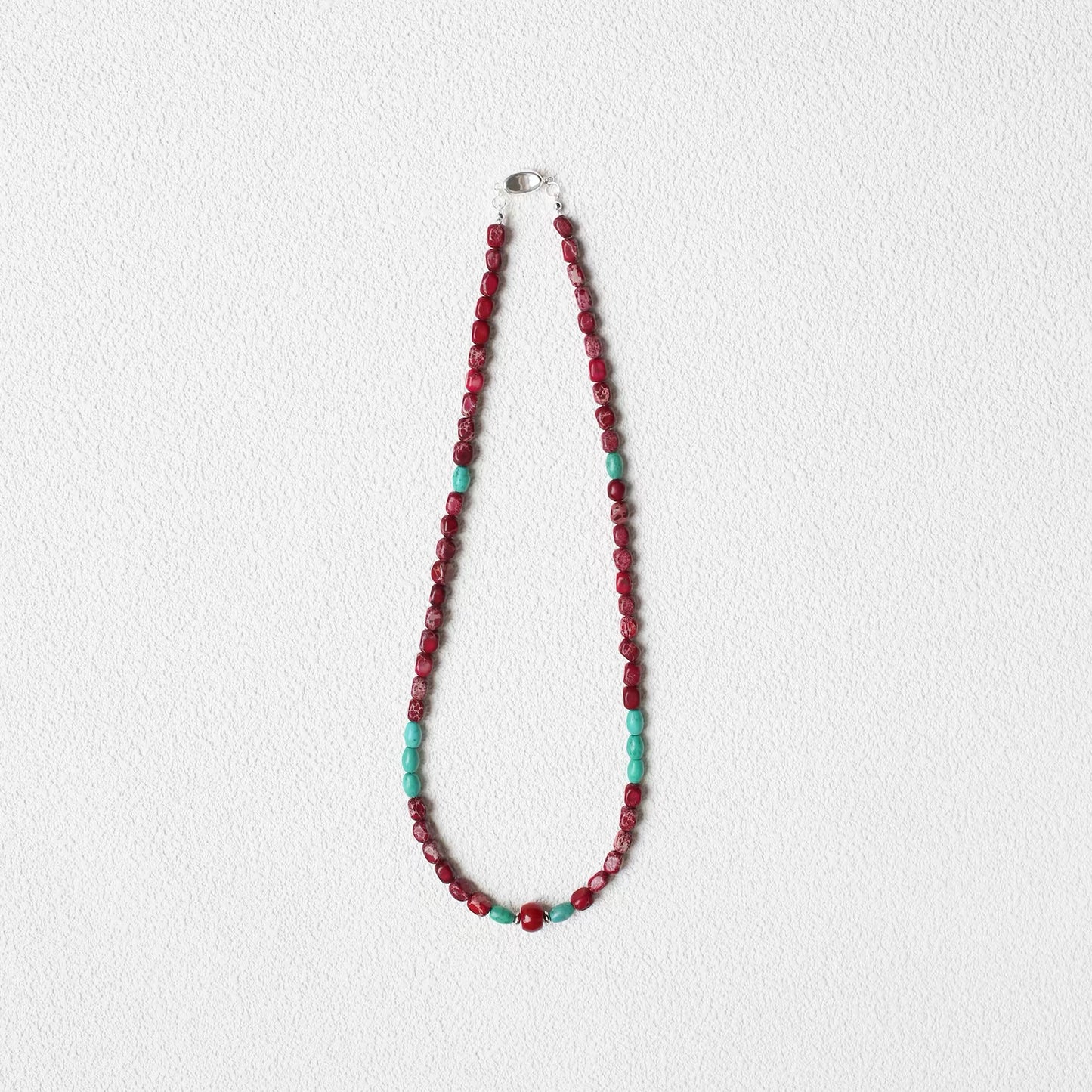 Tibetan style chicken blood stone and turquoise necklace main view