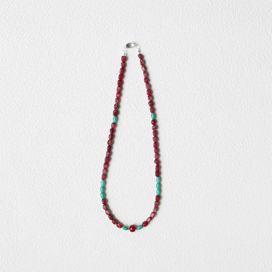 Tibetan style chicken blood stone and turquoise necklace main view
