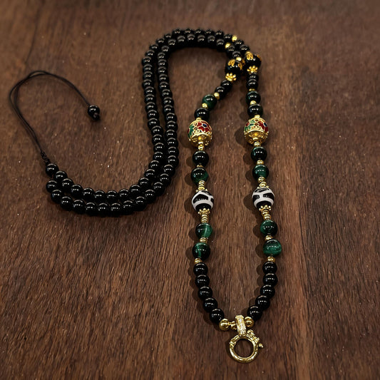 Design F dzi bead universal chain necklace main view