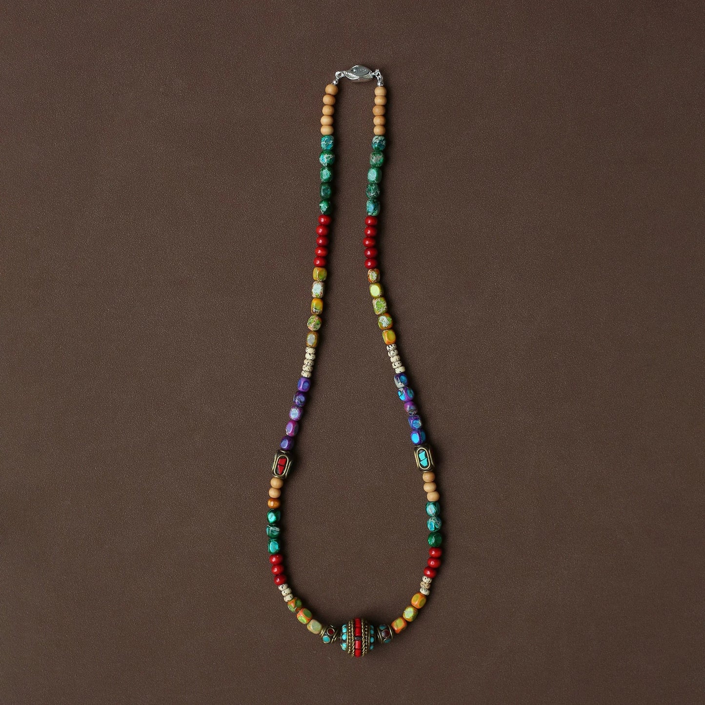 Aura Orient colorful bodhi bead necklace close up