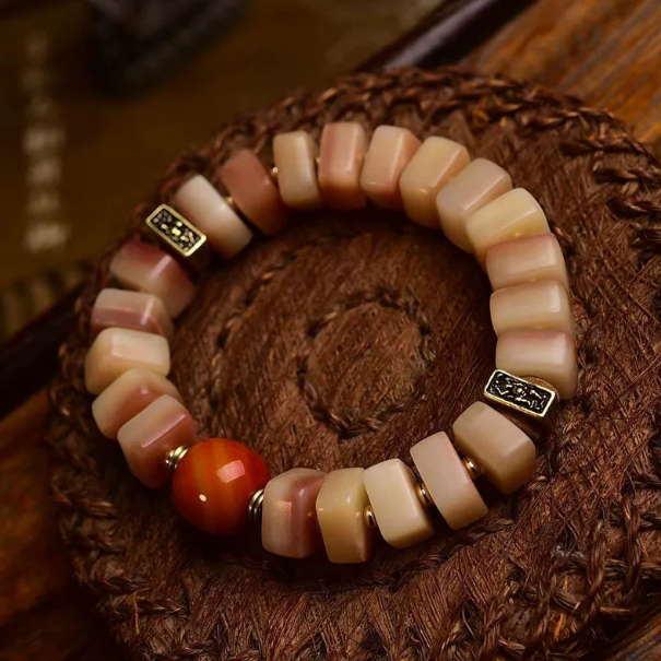 Tibetan style square camel bone bracelet side view