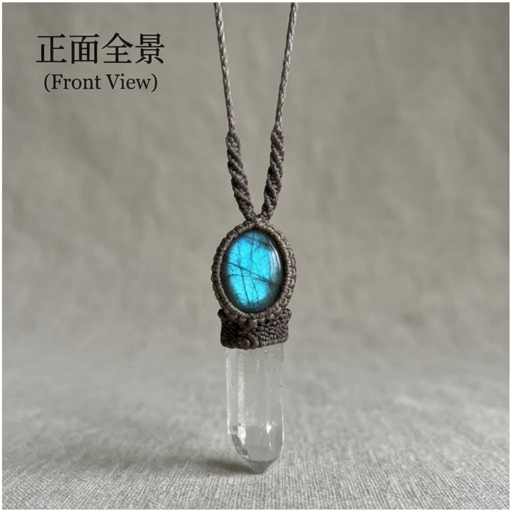 Mount Kailash crystal with Nepal sapphire display view
