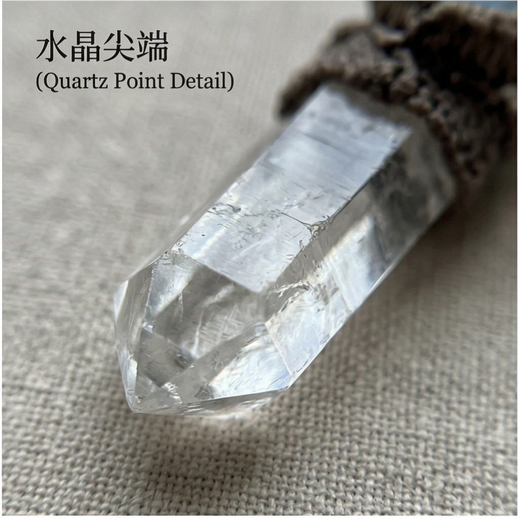 Crystal with Nepal sapphire side view
