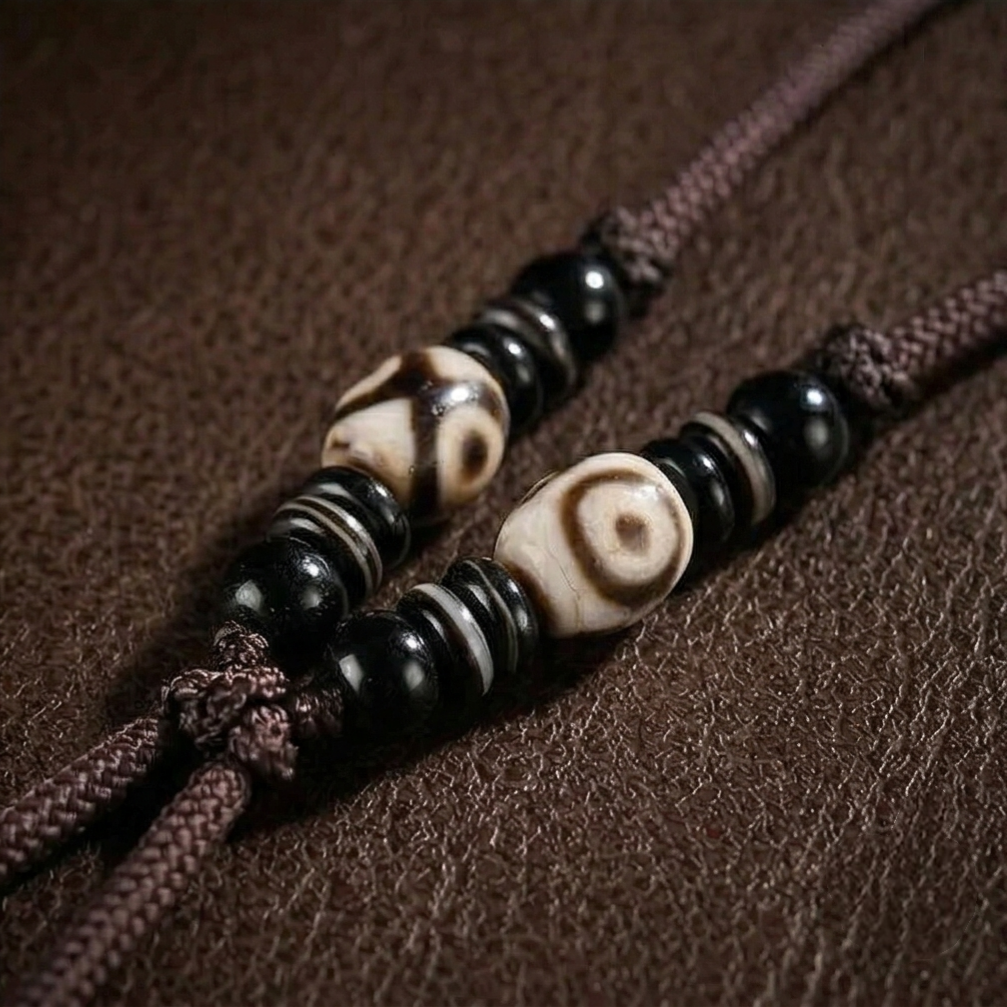 Potala Heritage dzi bead necklace display view