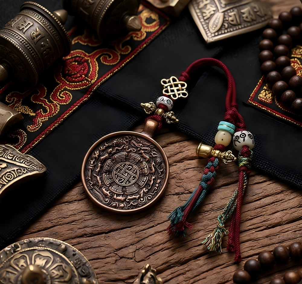 Manjushri Nine Palaces Bagua copper pendant main view