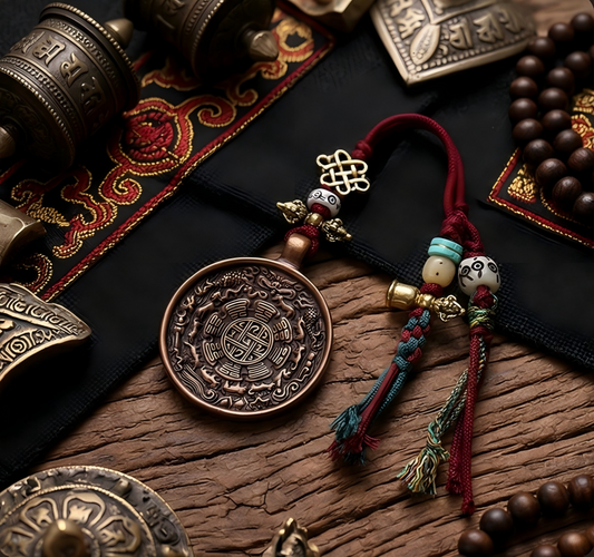 Manjushri Nine Palaces Bagua copper pendant main view