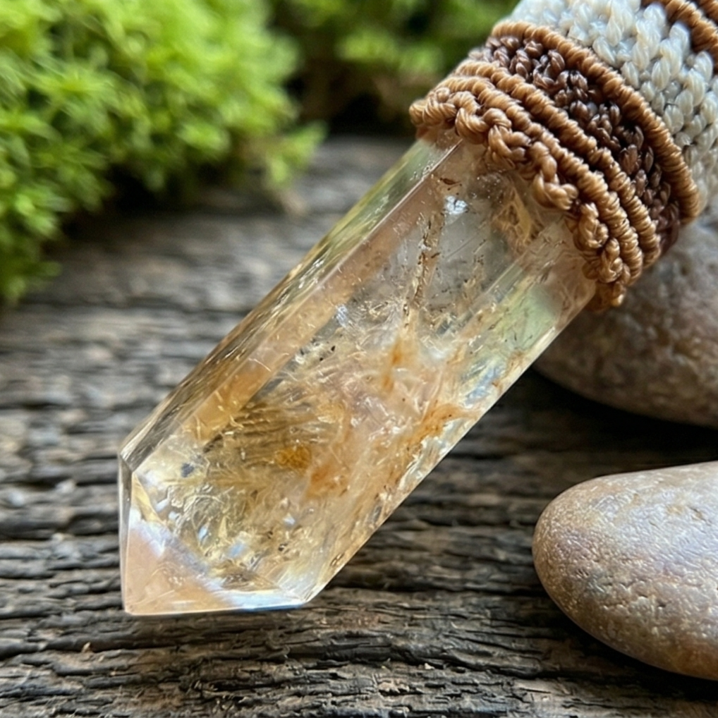 Himalayan golden elestial quartz close up