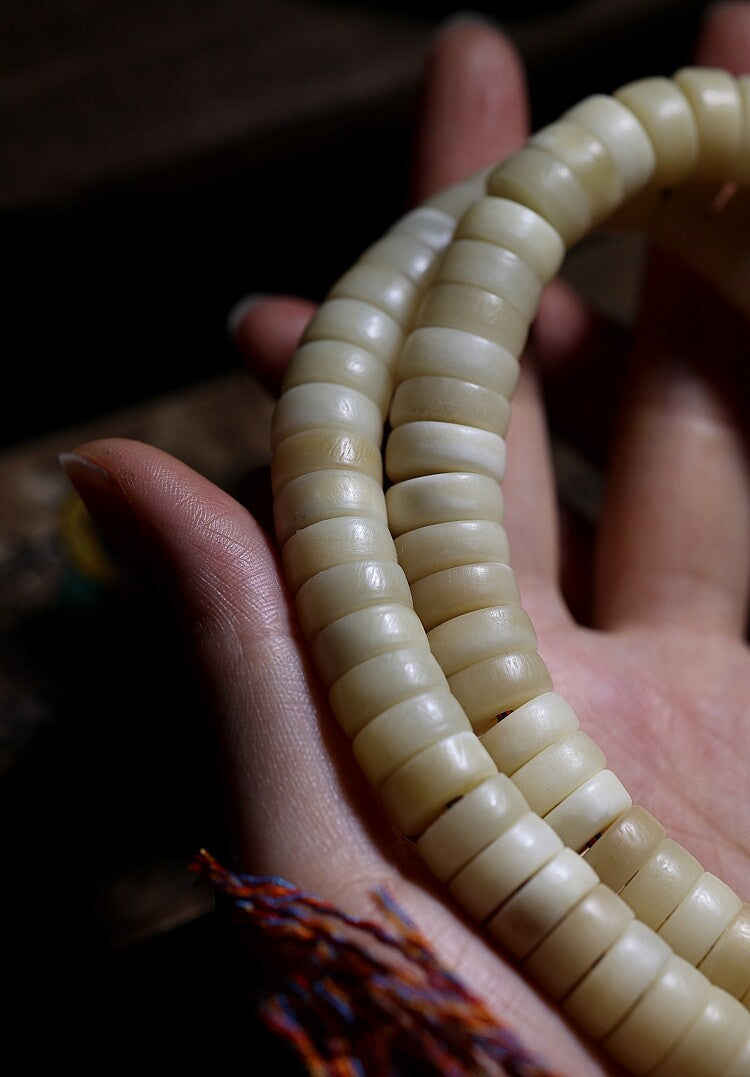 Potala Heritage yak bone horn mala display view