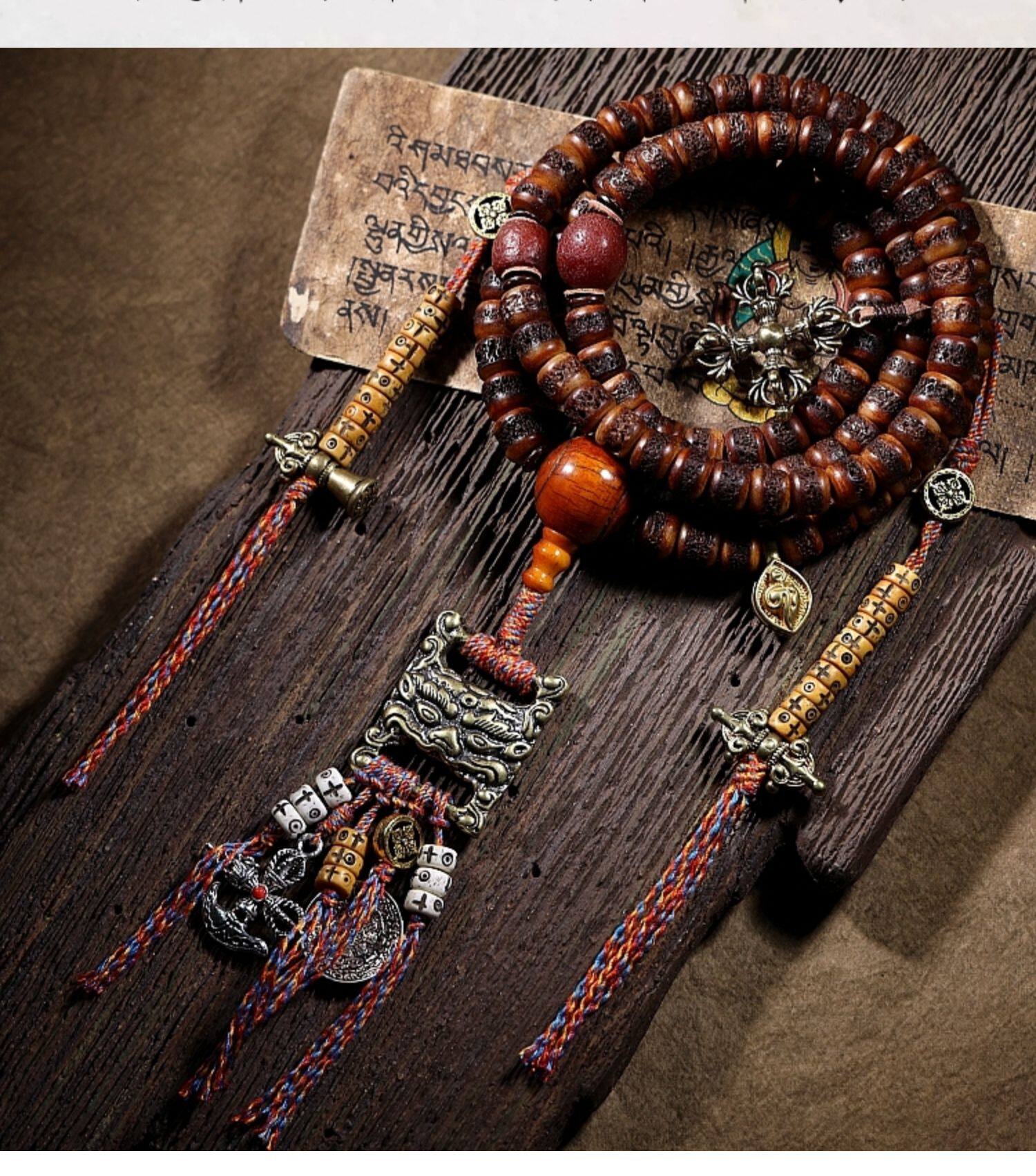 Collector grade Tibetan yak bone prayer beads main view