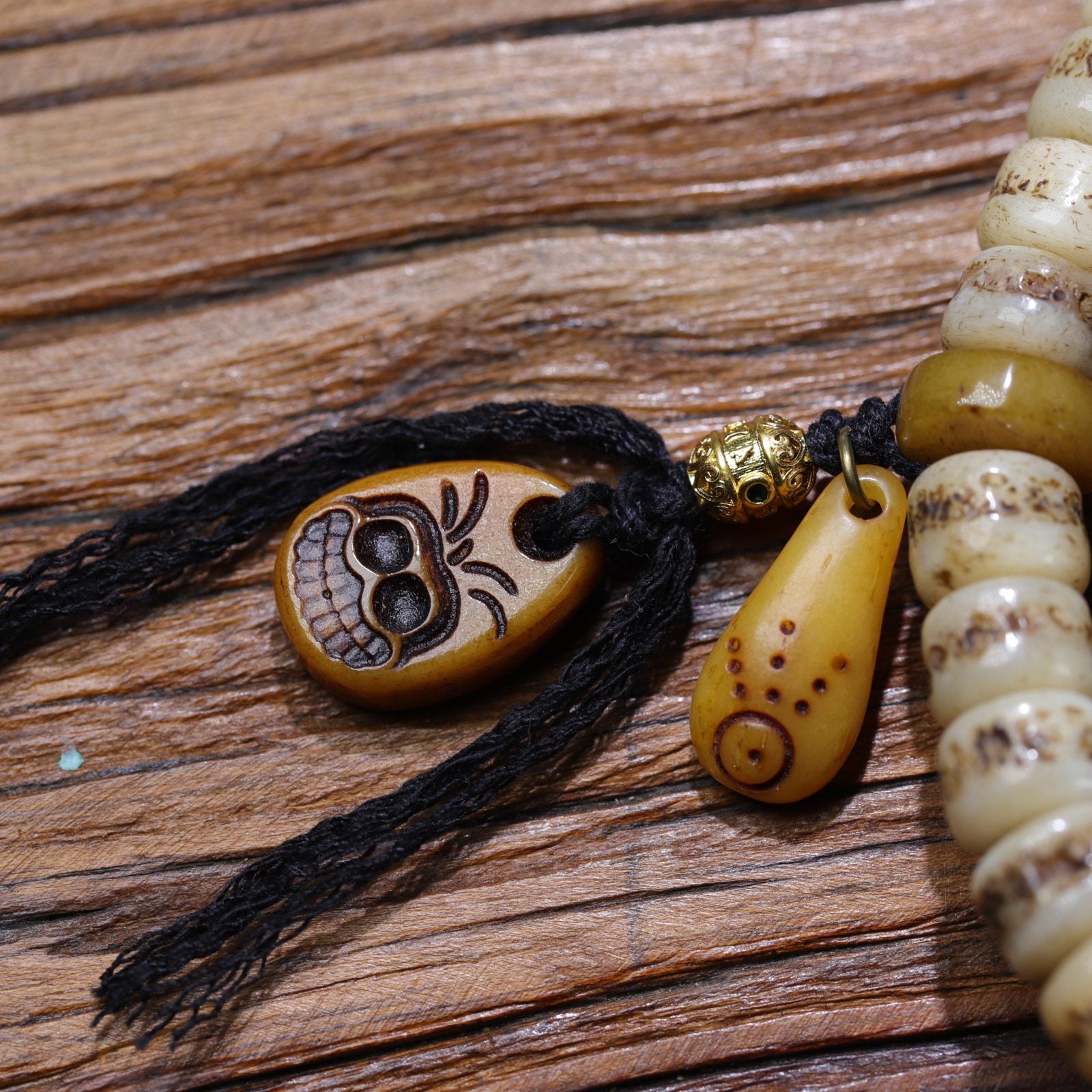 Collector grade yak leg bone mala full display