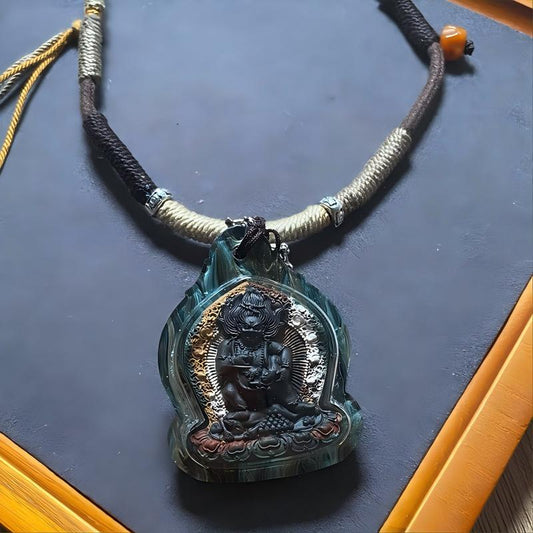 Hand painted Black Jambhala Tsa Tsa relief main view