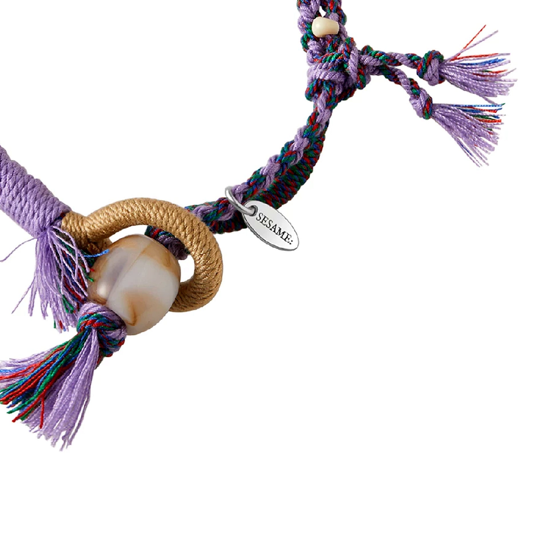 Dream Purple Agate Braided Bracelet braid and charm detail