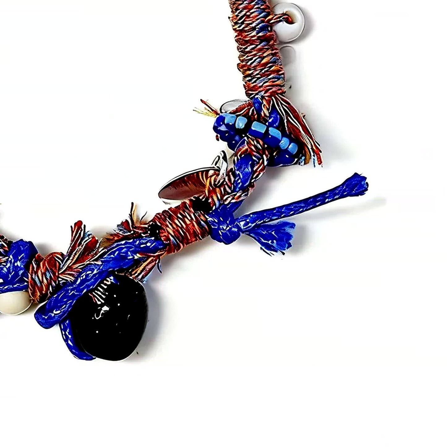 Blue Firework Agate Braided Bracelet braid and charm detail