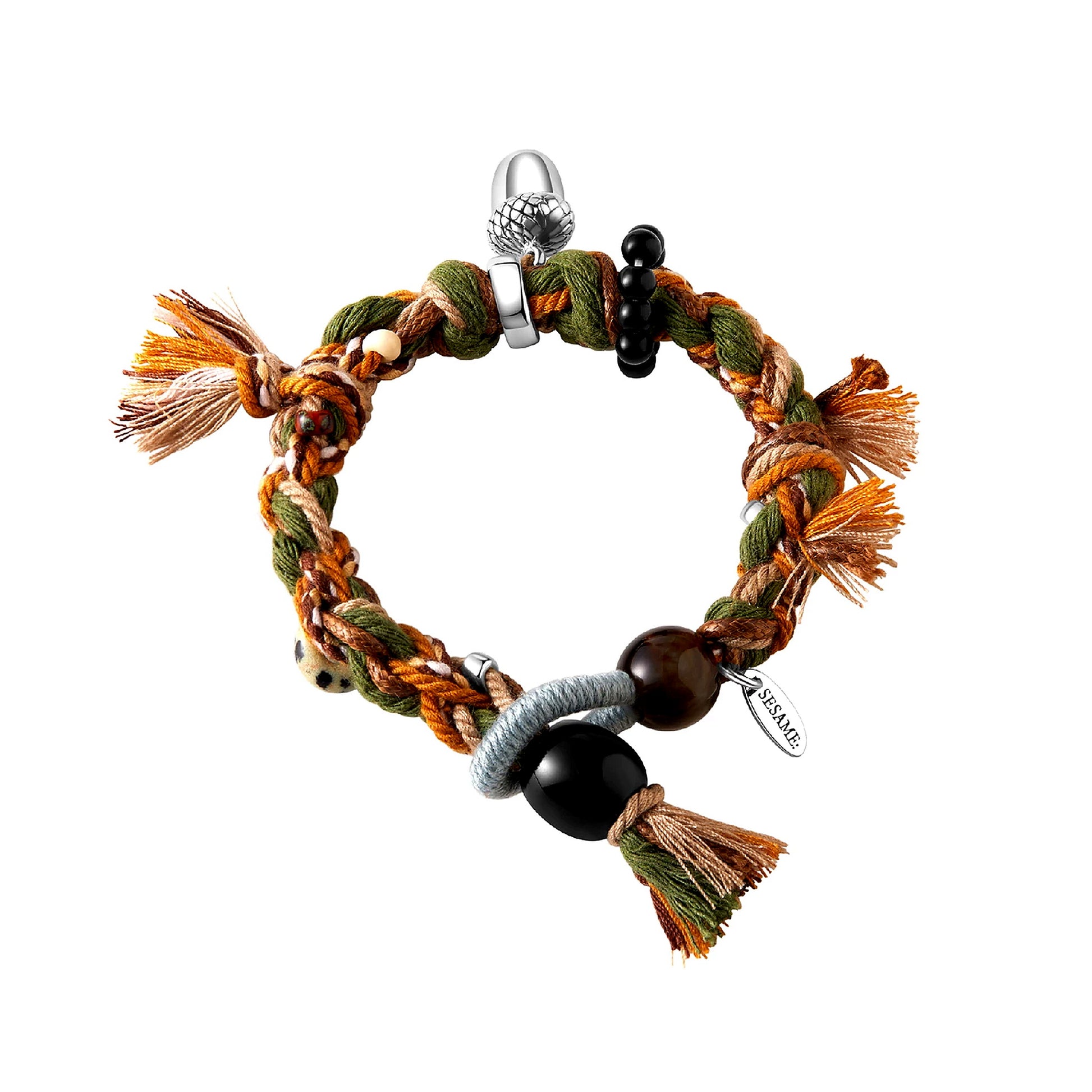 Forest Ring Agate Braided Bracelet front full view