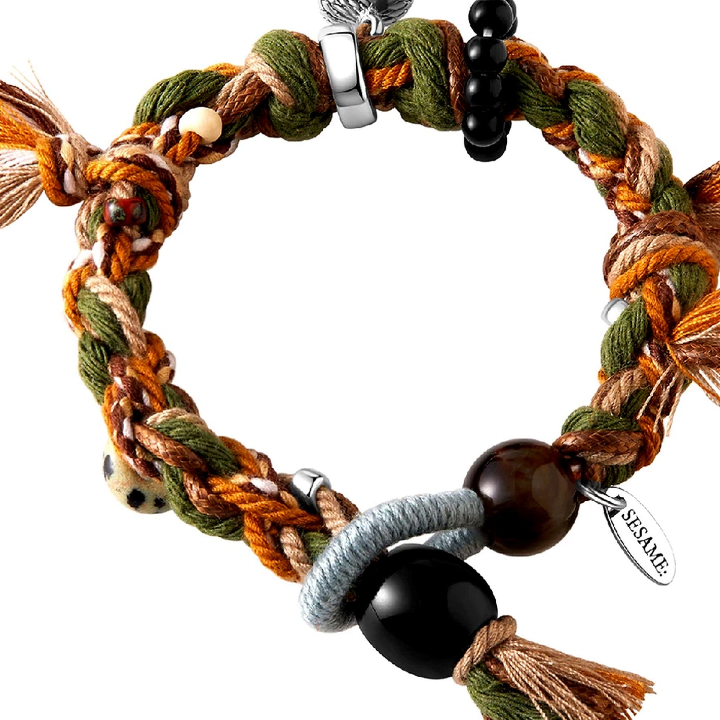Forest Ring Agate Braided Bracelet texture close-up