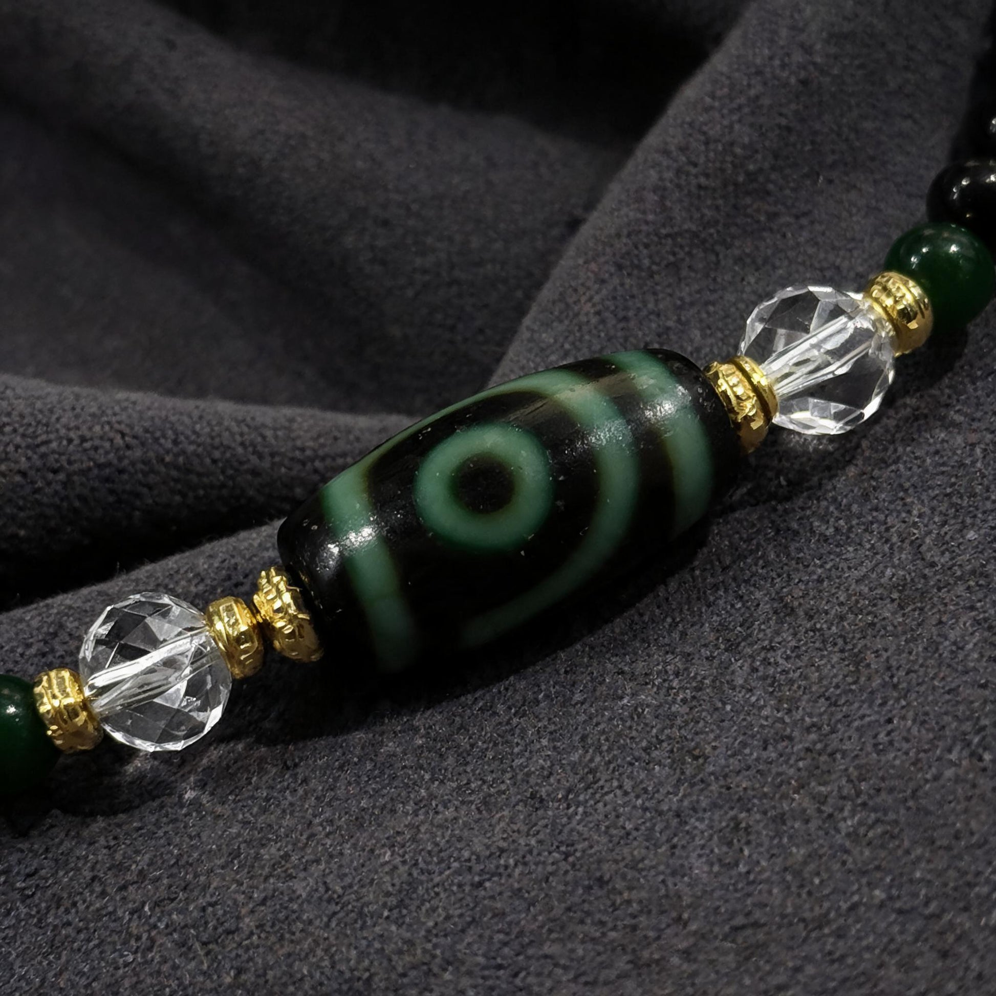 Design B dzi bead pendant detail close-up