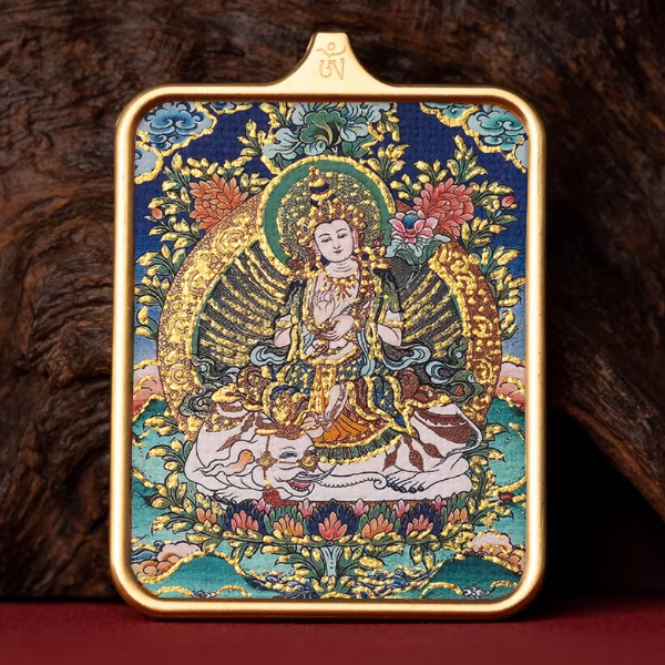 Samantabhadra hand painted thangka pendant main view