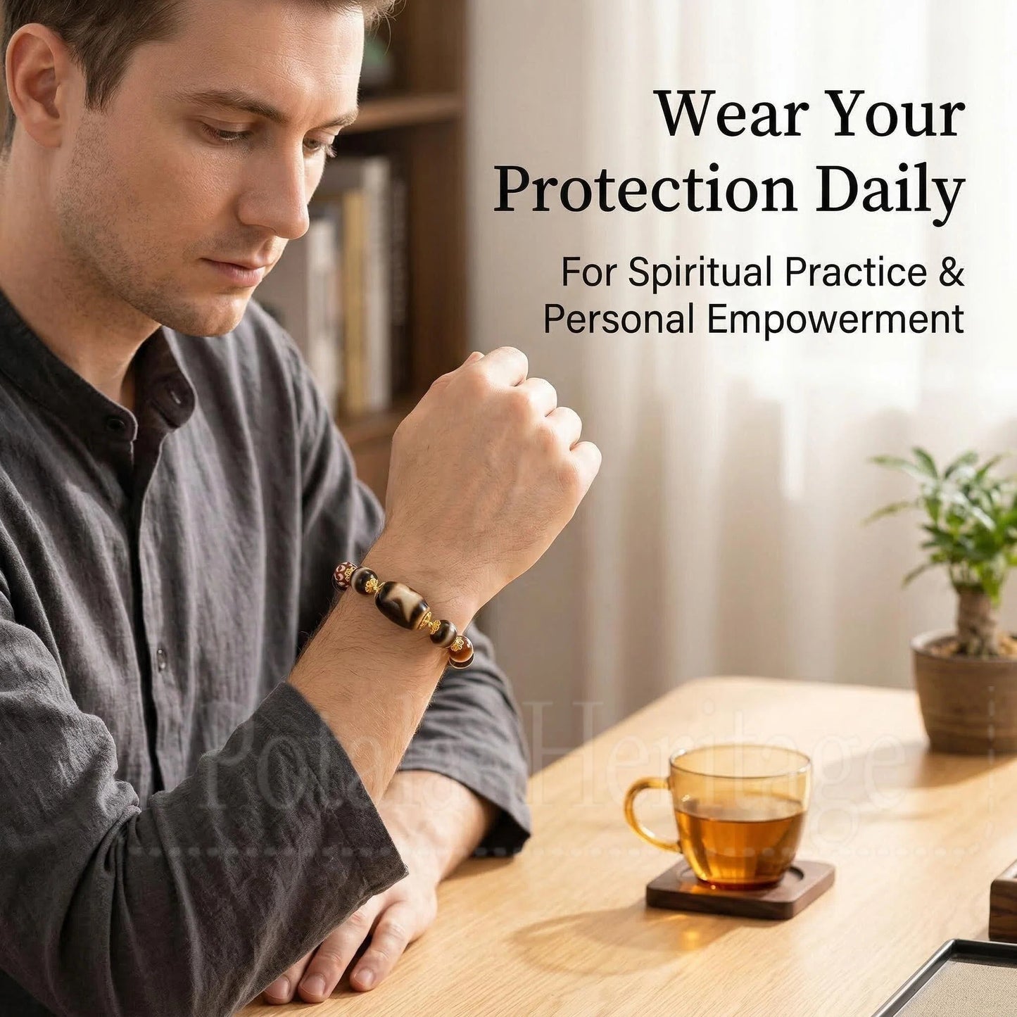 Potala Heritage tiger tooth dzi bracelet display view