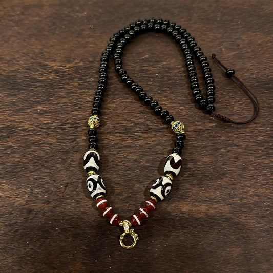 Design P dzi bead universal chain necklace main view