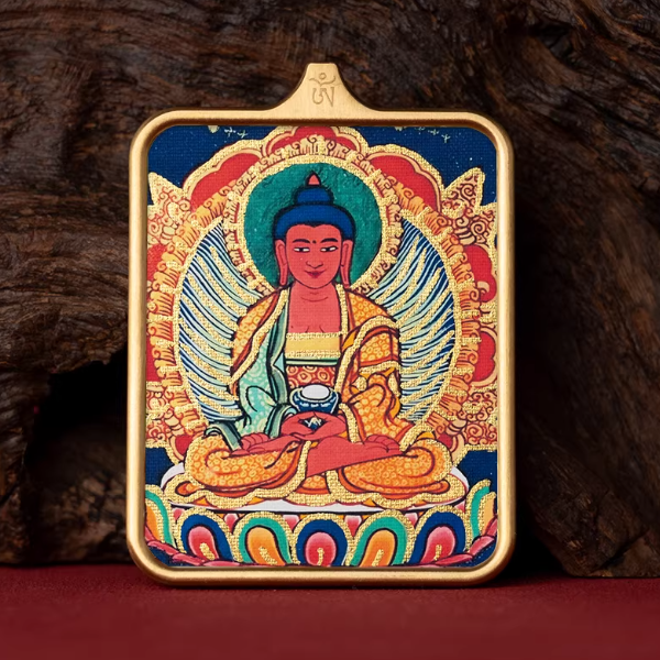 Amitabha hand painted thangka pendant main view