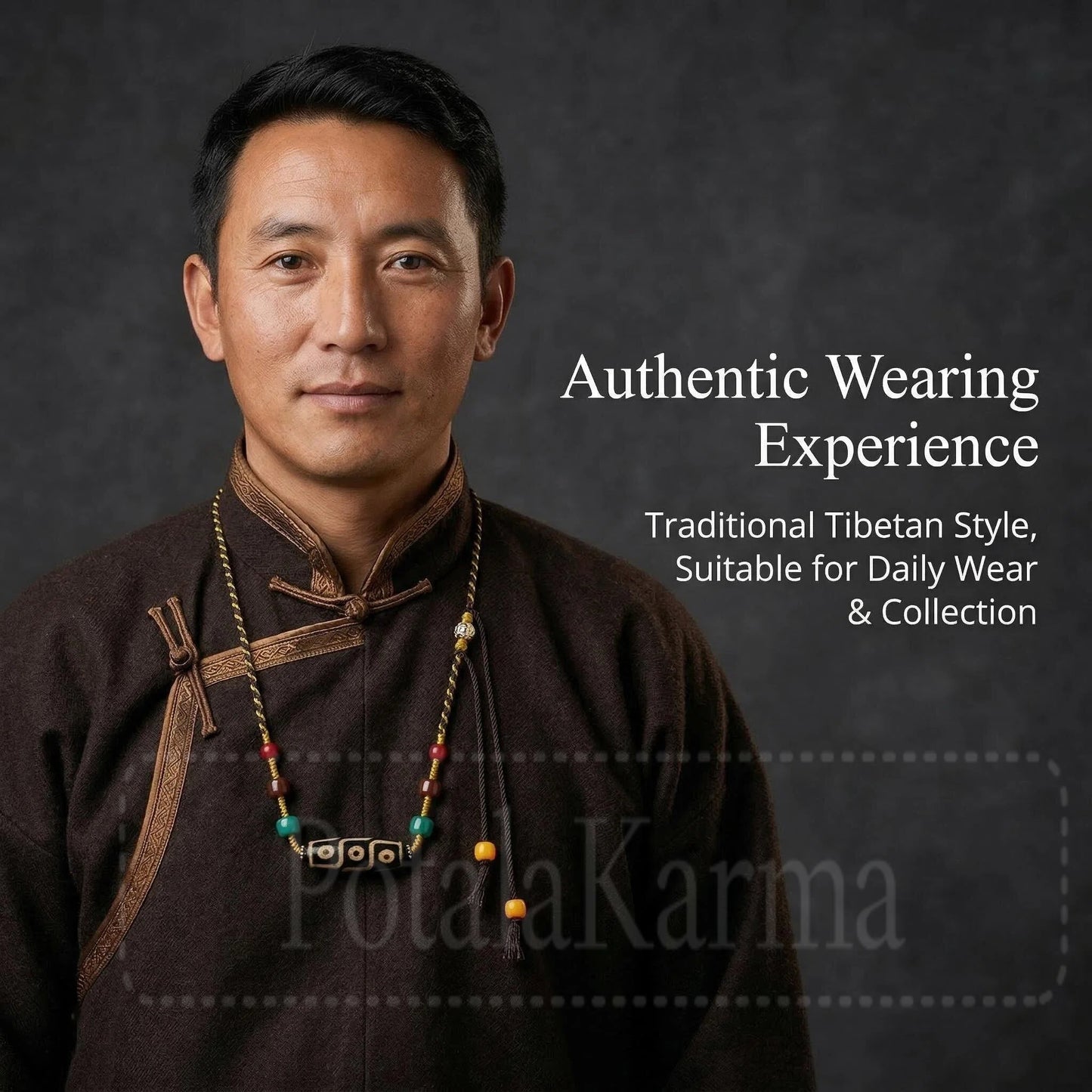 Potala Heritage nine eye dzi bead necklace full view