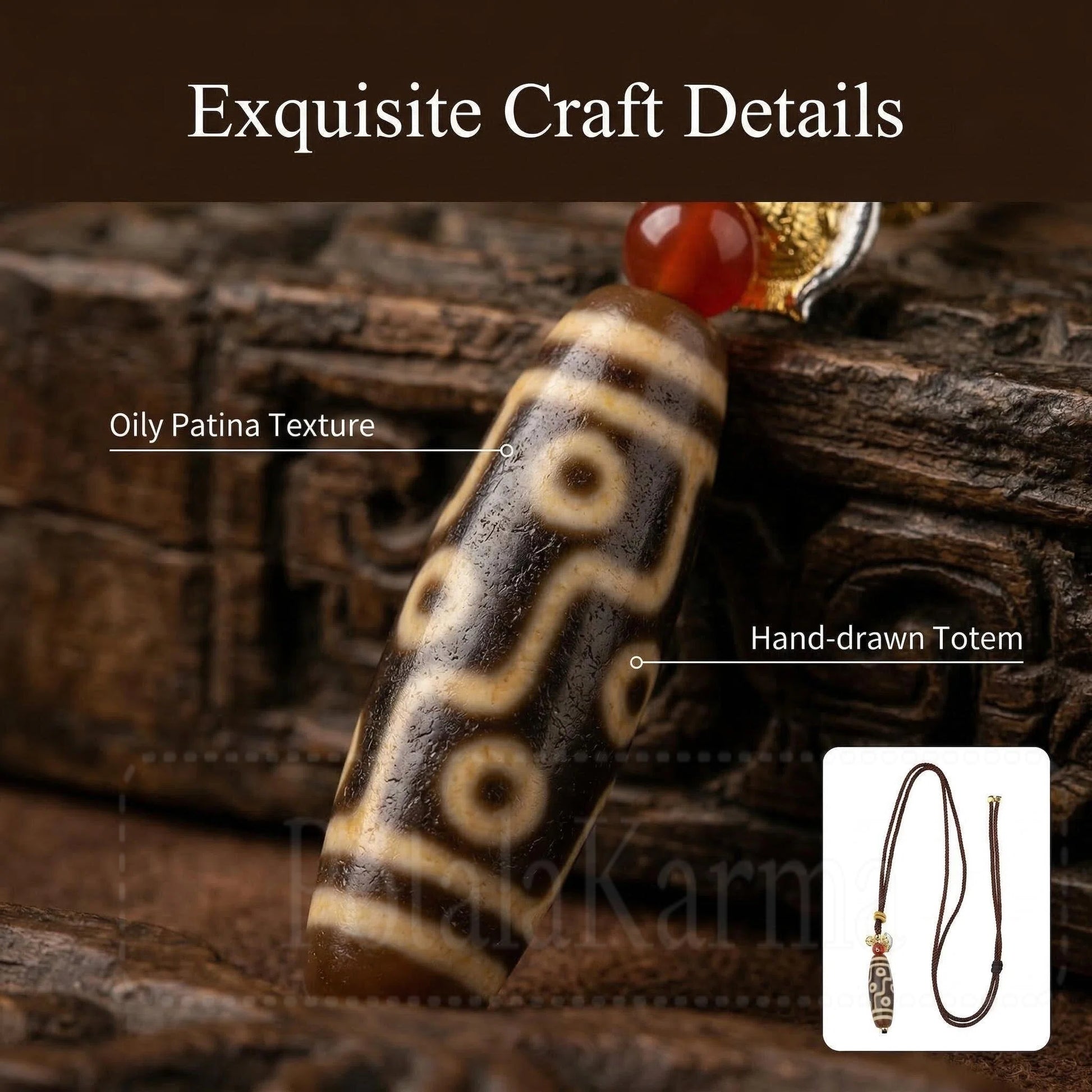 Potala Heritage nine eye dzi bead necklace full view